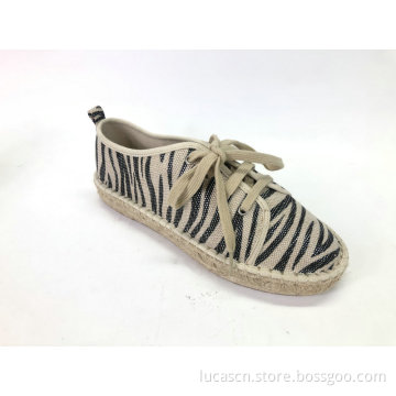 Lace Up Animal Printed Espadrille Brogue Shoes